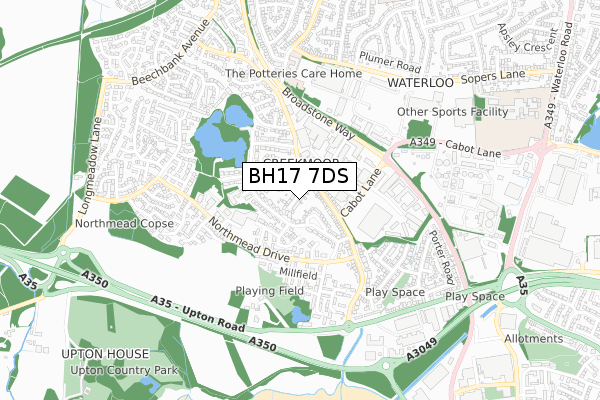 BH17 7DS map - small scale - OS Open Zoomstack (Ordnance Survey)