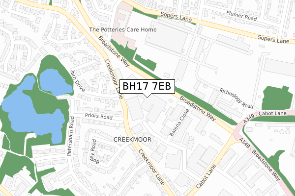 BH17 7EB map - large scale - OS Open Zoomstack (Ordnance Survey)