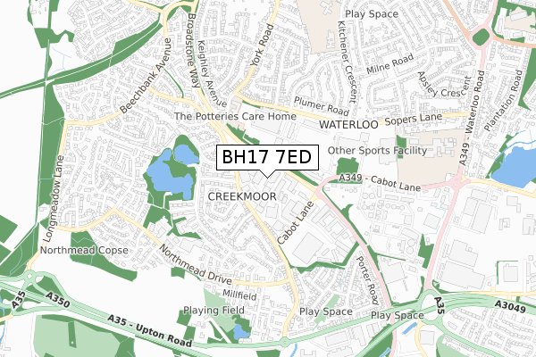 BH17 7ED map - small scale - OS Open Zoomstack (Ordnance Survey)