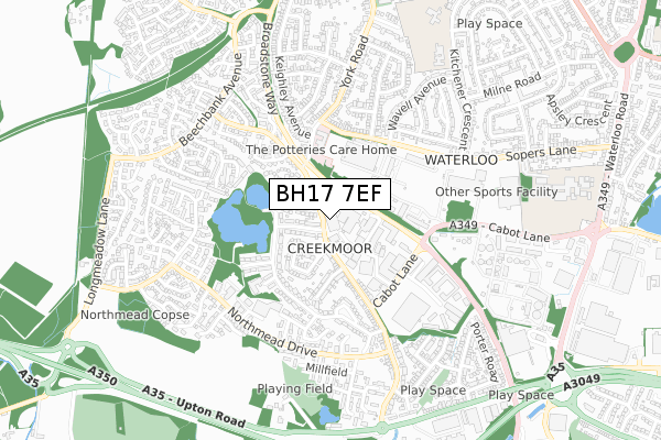 BH17 7EF map - small scale - OS Open Zoomstack (Ordnance Survey)
