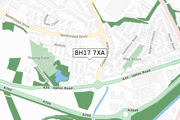 BH17 7XA map - large scale - OS Open Zoomstack (Ordnance Survey)