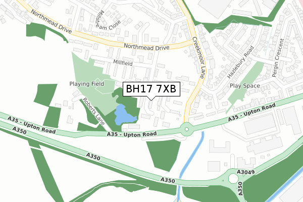 BH17 7XB map - large scale - OS Open Zoomstack (Ordnance Survey)