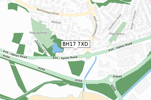 BH17 7XD map - large scale - OS Open Zoomstack (Ordnance Survey)