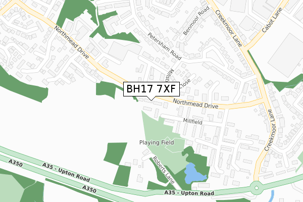 BH17 7XF map - large scale - OS Open Zoomstack (Ordnance Survey)