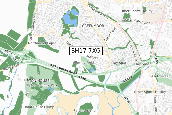 BH17 7XG map - small scale - OS Open Zoomstack (Ordnance Survey)