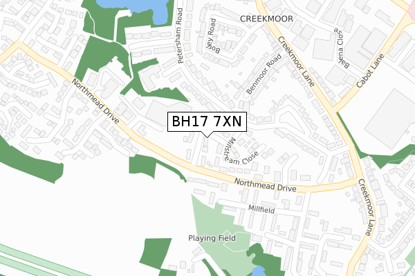 BH17 7XN map - large scale - OS Open Zoomstack (Ordnance Survey)