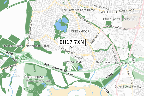 BH17 7XN map - small scale - OS Open Zoomstack (Ordnance Survey)