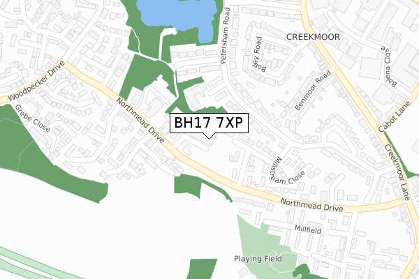 BH17 7XP map - large scale - OS Open Zoomstack (Ordnance Survey)