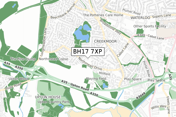 BH17 7XP map - small scale - OS Open Zoomstack (Ordnance Survey)
