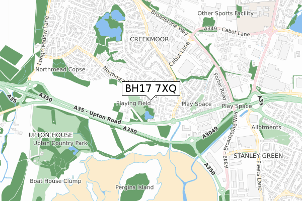 BH17 7XQ map - small scale - OS Open Zoomstack (Ordnance Survey)