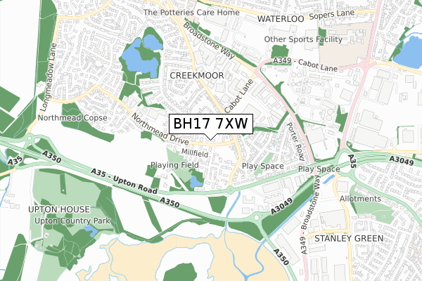 BH17 7XW map - small scale - OS Open Zoomstack (Ordnance Survey)