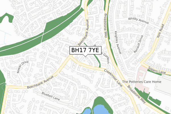 BH17 7YE map - large scale - OS Open Zoomstack (Ordnance Survey)