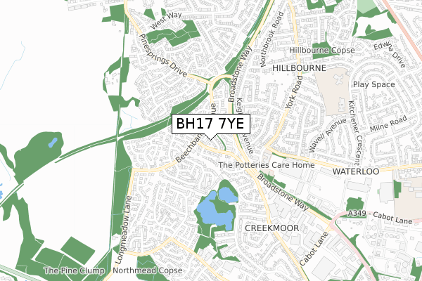 BH17 7YE map - small scale - OS Open Zoomstack (Ordnance Survey)