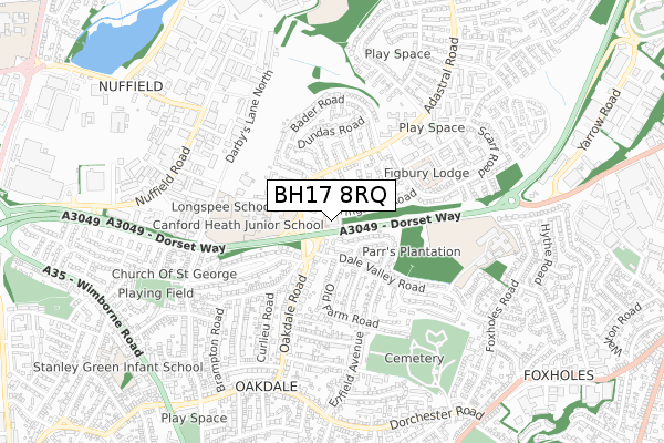 BH17 8RQ map - small scale - OS Open Zoomstack (Ordnance Survey)