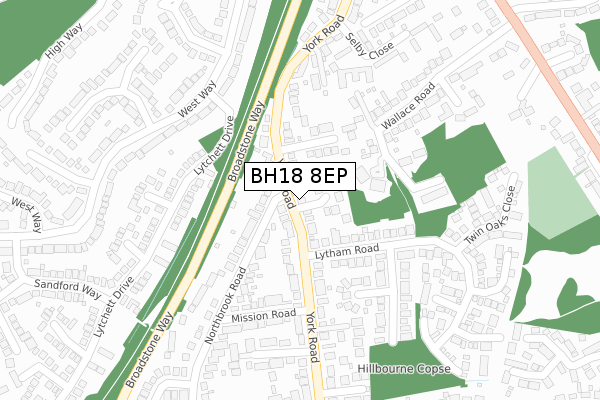 BH18 8EP map - large scale - OS Open Zoomstack (Ordnance Survey) BH18 8EP map - large scale - OS Open Zoomstack (Ordnance Survey)