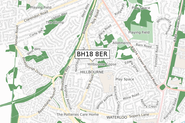 BH18 8ER map - small scale - OS Open Zoomstack (Ordnance Survey) BH18 8ER map - small scale - OS Open Zoomstack (Ordnance Survey)