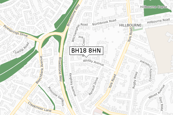 BH18 8HN map - large scale - OS Open Zoomstack (Ordnance Survey)