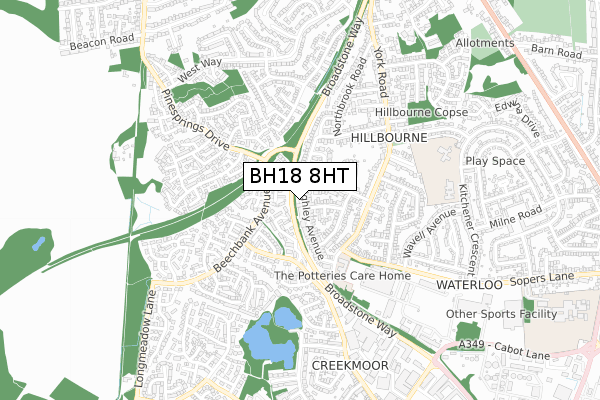 BH18 8HT map - small scale - OS Open Zoomstack (Ordnance Survey) BH18 8HT map - small scale - OS Open Zoomstack (Ordnance Survey)
