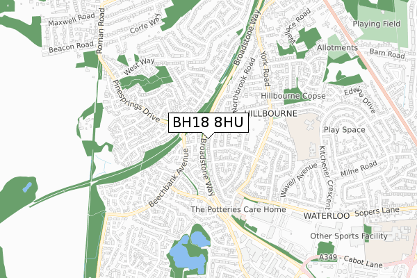 BH18 8HU map - small scale - OS Open Zoomstack (Ordnance Survey) BH18 8HU map - small scale - OS Open Zoomstack (Ordnance Survey)