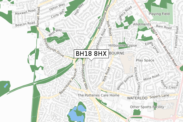 BH18 8HX map - small scale - OS Open Zoomstack (Ordnance Survey) BH18 8HX map - small scale - OS Open Zoomstack (Ordnance Survey)