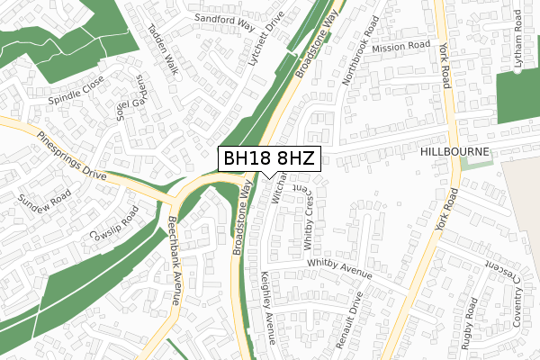 BH18 8HZ map - large scale - OS Open Zoomstack (Ordnance Survey)