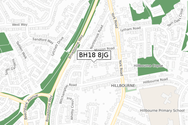 BH18 8JG map - large scale - OS Open Zoomstack (Ordnance Survey) BH18 8JG map - large scale - OS Open Zoomstack (Ordnance Survey)