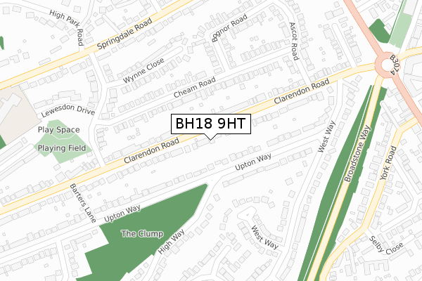 BH18 9HT map - large scale - OS Open Zoomstack (Ordnance Survey)