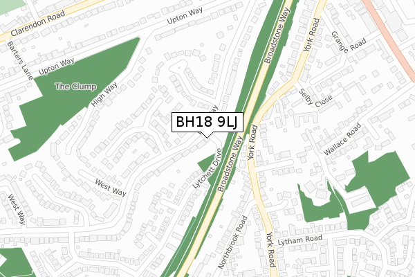 BH18 9LJ map - large scale - OS Open Zoomstack (Ordnance Survey)