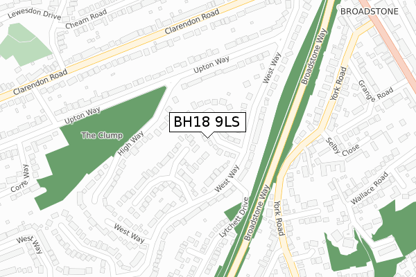 BH18 9LS map - large scale - OS Open Zoomstack (Ordnance Survey)