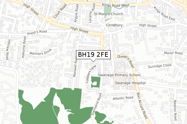 BH19 2FE map - large scale - OS Open Zoomstack (Ordnance Survey)
