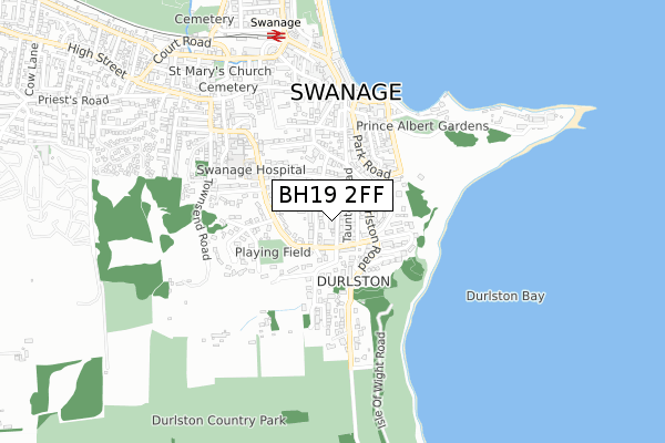 BH19 2FF map - small scale - OS Open Zoomstack (Ordnance Survey)