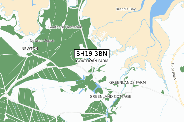 BH19 3BN map - small scale - OS Open Zoomstack (Ordnance Survey)