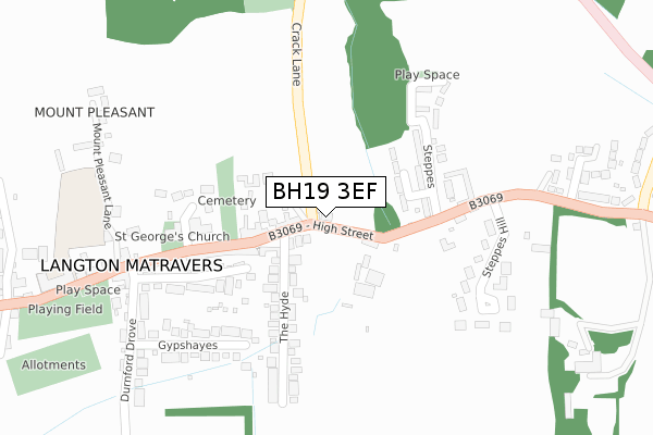 BH19 3EF map - large scale - OS Open Zoomstack (Ordnance Survey)