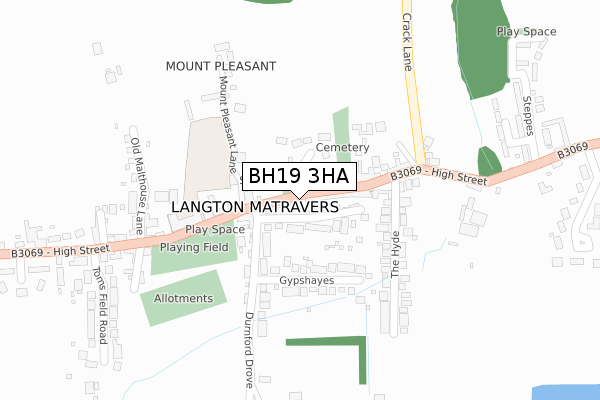 BH19 3HA map - large scale - OS Open Zoomstack (Ordnance Survey)