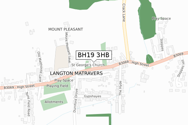 BH19 3HB map - large scale - OS Open Zoomstack (Ordnance Survey)