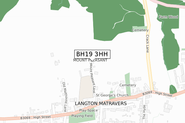 BH19 3HH map - large scale - OS Open Zoomstack (Ordnance Survey)