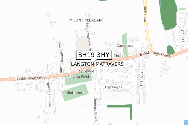 BH19 3HY map - large scale - OS Open Zoomstack (Ordnance Survey)