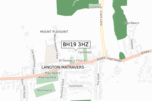 BH19 3HZ map - large scale - OS Open Zoomstack (Ordnance Survey)