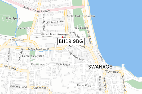 BH19 9BG map - large scale - OS Open Zoomstack (Ordnance Survey)