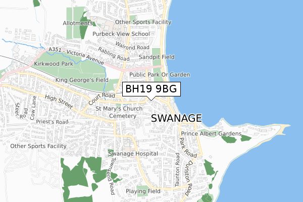 BH19 9BG map - small scale - OS Open Zoomstack (Ordnance Survey)