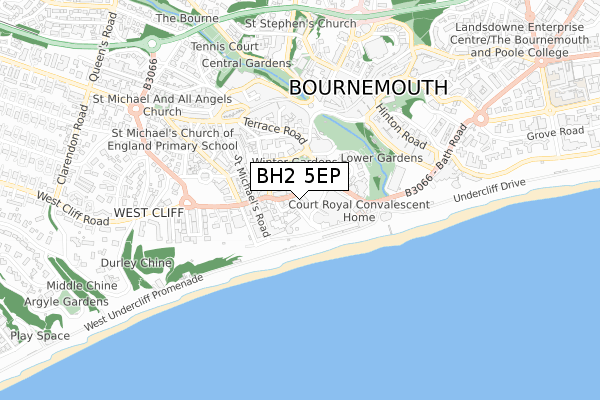 BH2 5EP map - small scale - OS Open Zoomstack (Ordnance Survey)