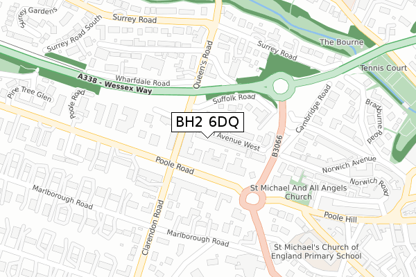 BH2 6DQ map - large scale - OS Open Zoomstack (Ordnance Survey)