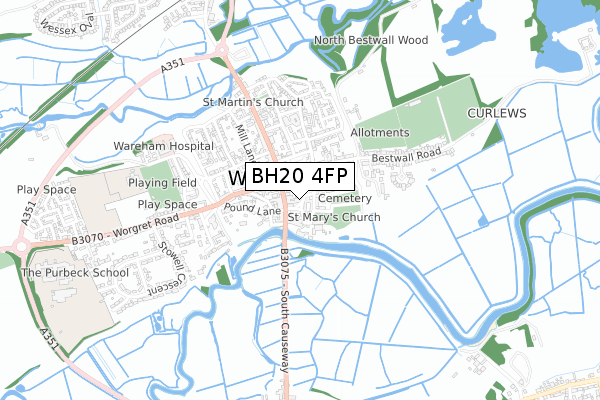 BH20 4FP map - small scale - OS Open Zoomstack (Ordnance Survey)