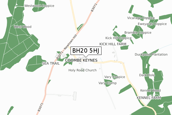 BH20 5HJ map - small scale - OS Open Zoomstack (Ordnance Survey)