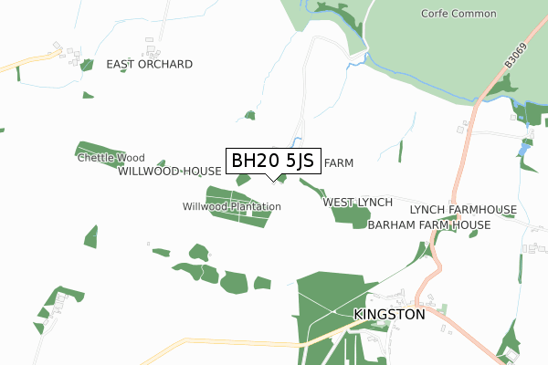 BH20 5JS map - small scale - OS Open Zoomstack (Ordnance Survey)