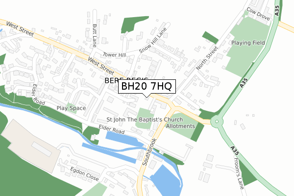 BH20 7HQ map - large scale - OS Open Zoomstack (Ordnance Survey)