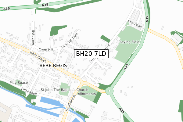 BH20 7LD map - large scale - OS Open Zoomstack (Ordnance Survey)