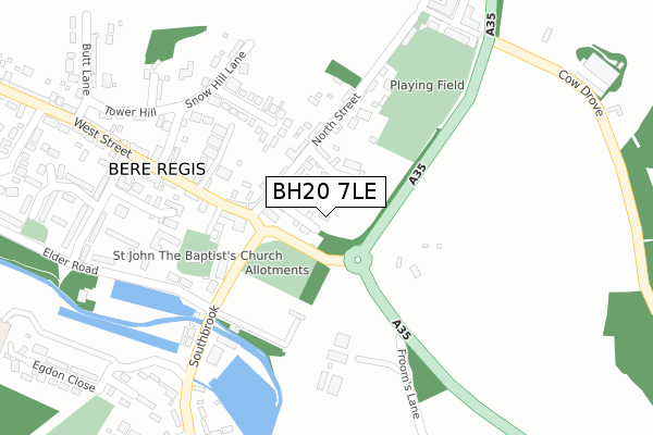 BH20 7LE map - large scale - OS Open Zoomstack (Ordnance Survey)