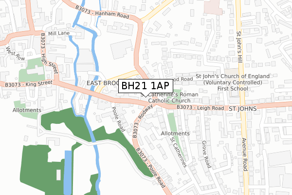 BH21 1AP map - large scale - OS Open Zoomstack (Ordnance Survey)