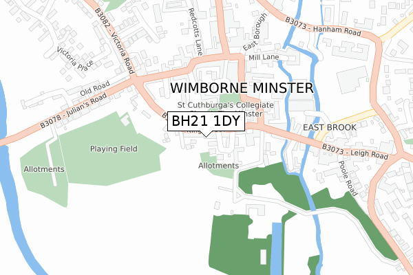 BH21 1DY map - large scale - OS Open Zoomstack (Ordnance Survey)